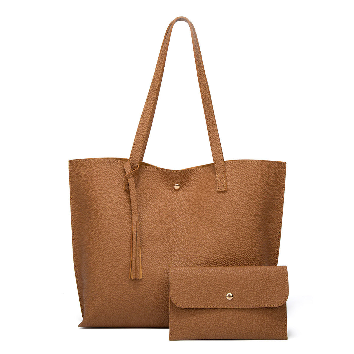 Pure Color Foreign Trade Tassel Mother-And-Child Bag Large Capacity One-Shoulder Tote Bag