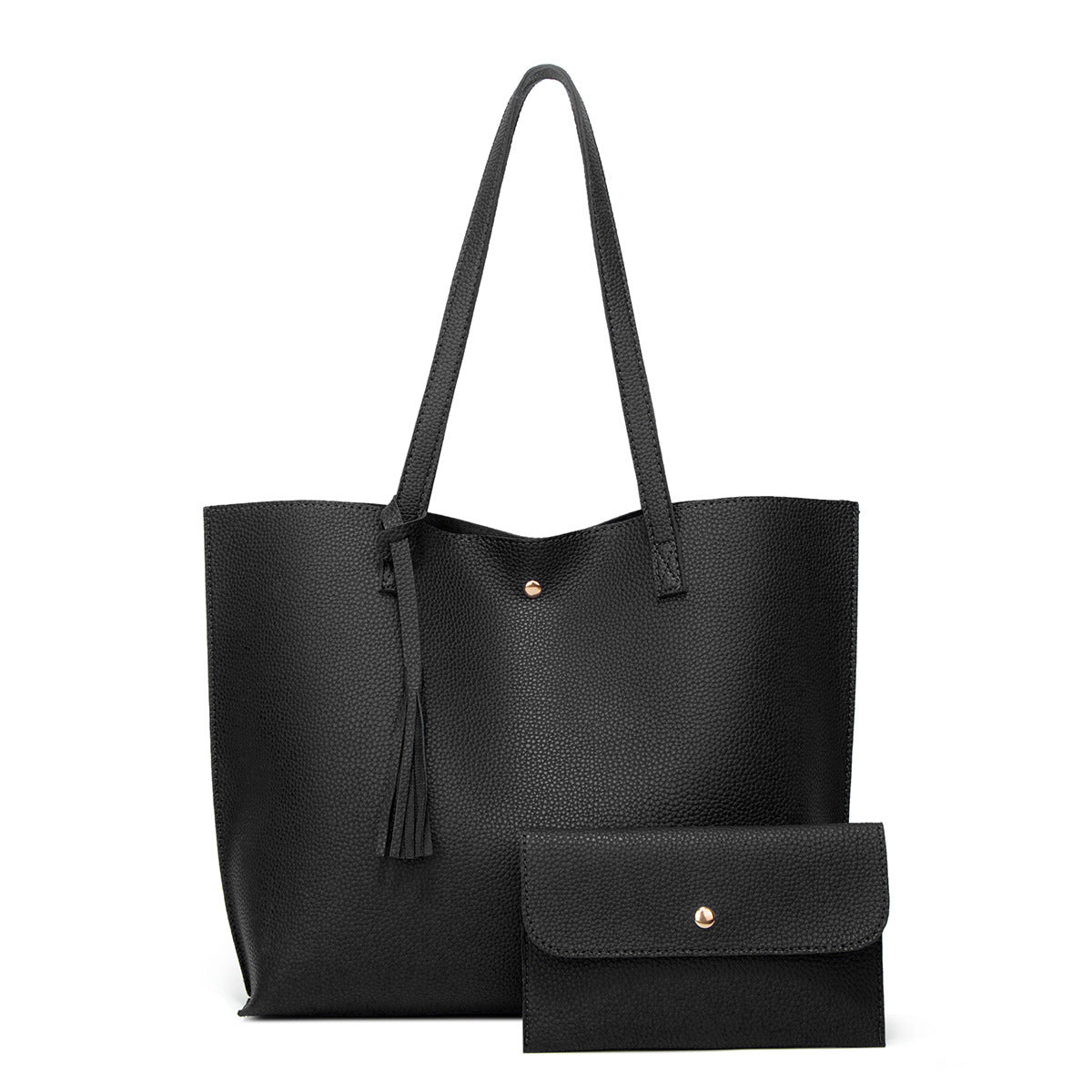 Pure Color Foreign Trade Tassel Mother-And-Child Bag Large Capacity One-Shoulder Tote Bag