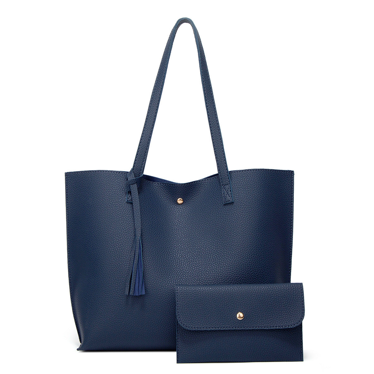 Pure Color Foreign Trade Tassel Mother-And-Child Bag Large Capacity One-Shoulder Tote Bag