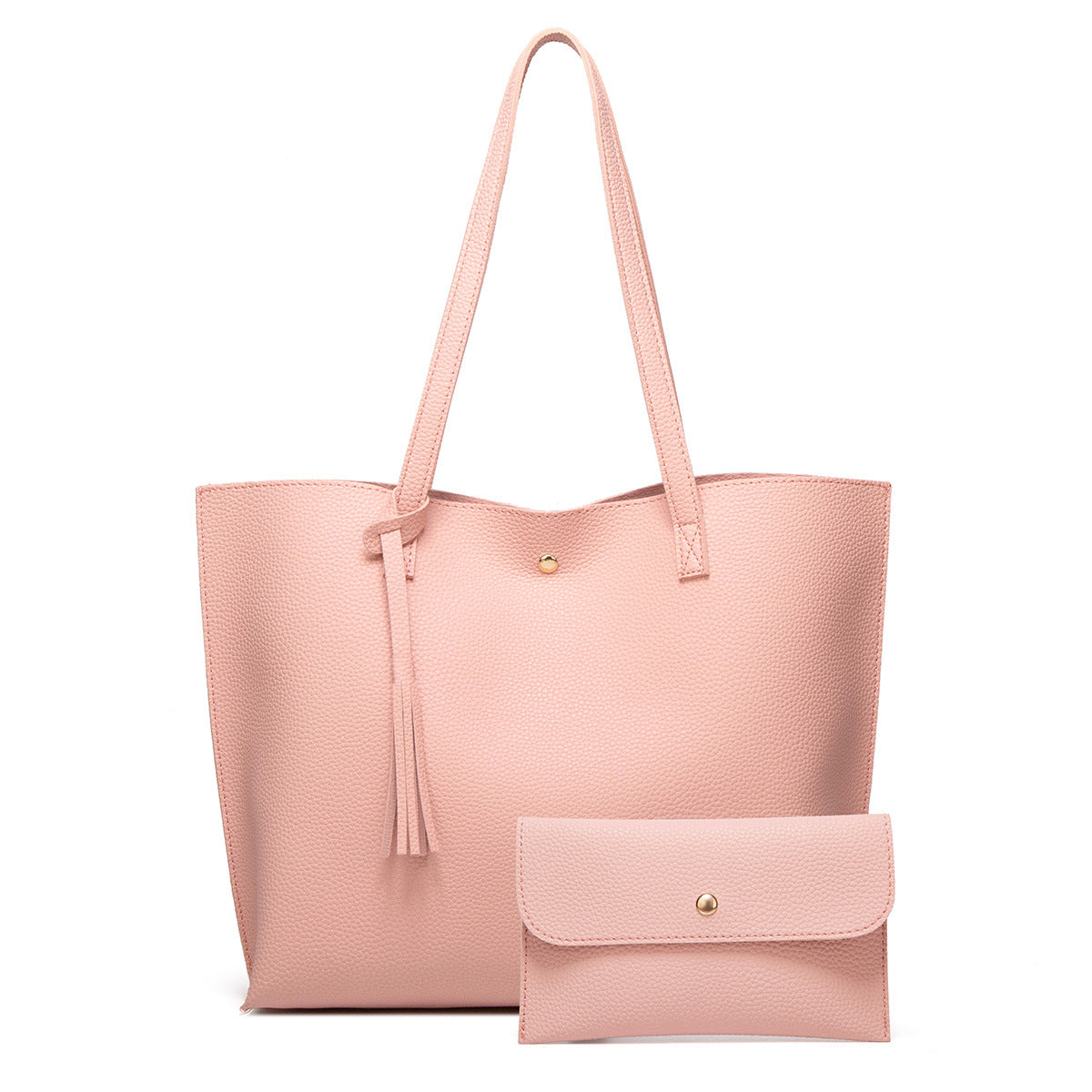 Pure Color Foreign Trade Tassel Mother-And-Child Bag Large Capacity One-Shoulder Tote Bag