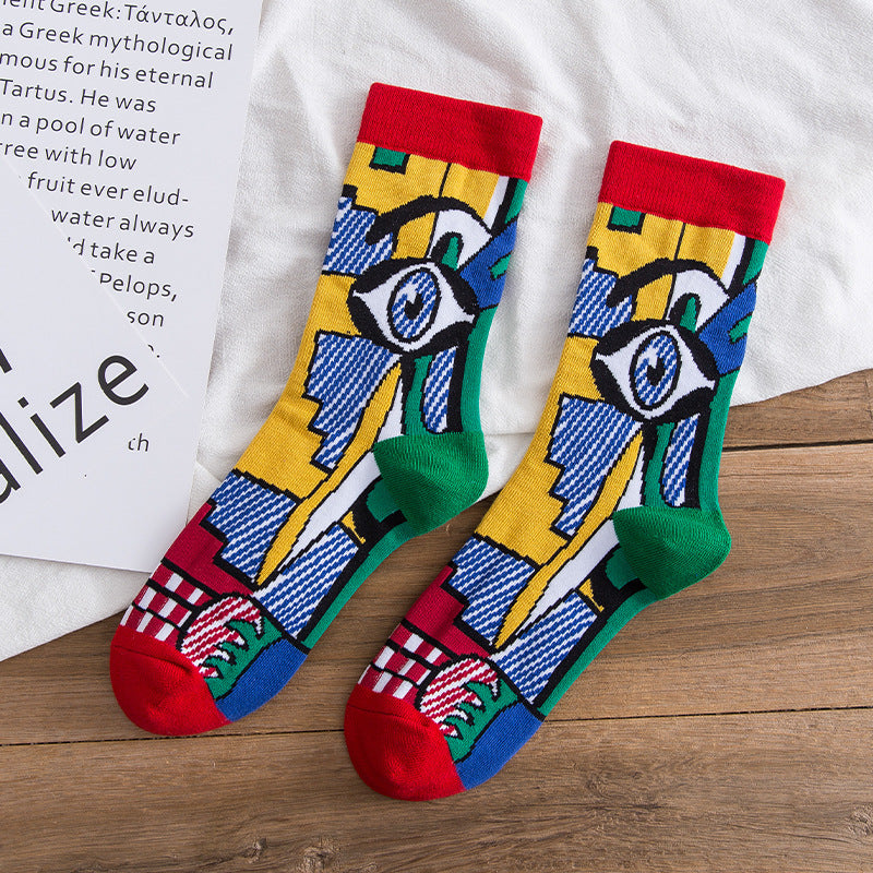 Personality Graffiti Illustration In Tube Men And Women Socks