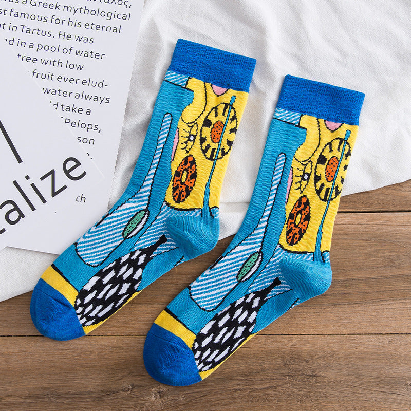 Personality Graffiti Illustration In Tube Men And Women Socks