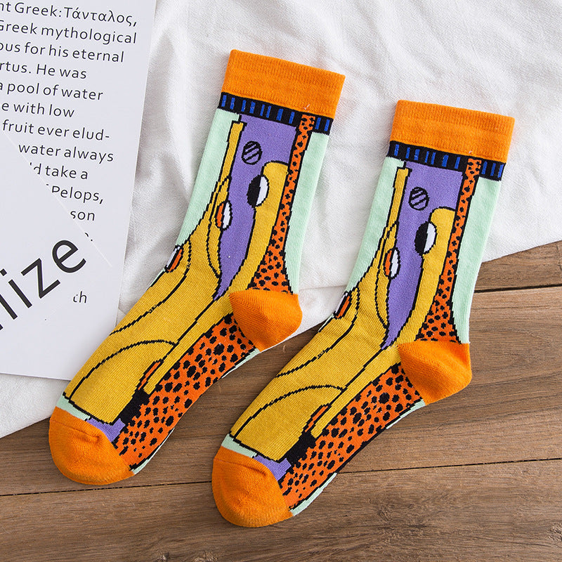 Personality Graffiti Illustration In Tube Men And Women Socks