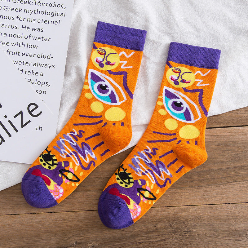 Personality Graffiti Illustration In Tube Men And Women Socks