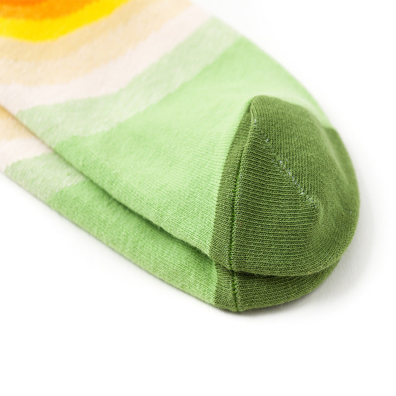 Style Literary Color Happy Middle And High Tube Niche Female Tide Calf Cotton Socks