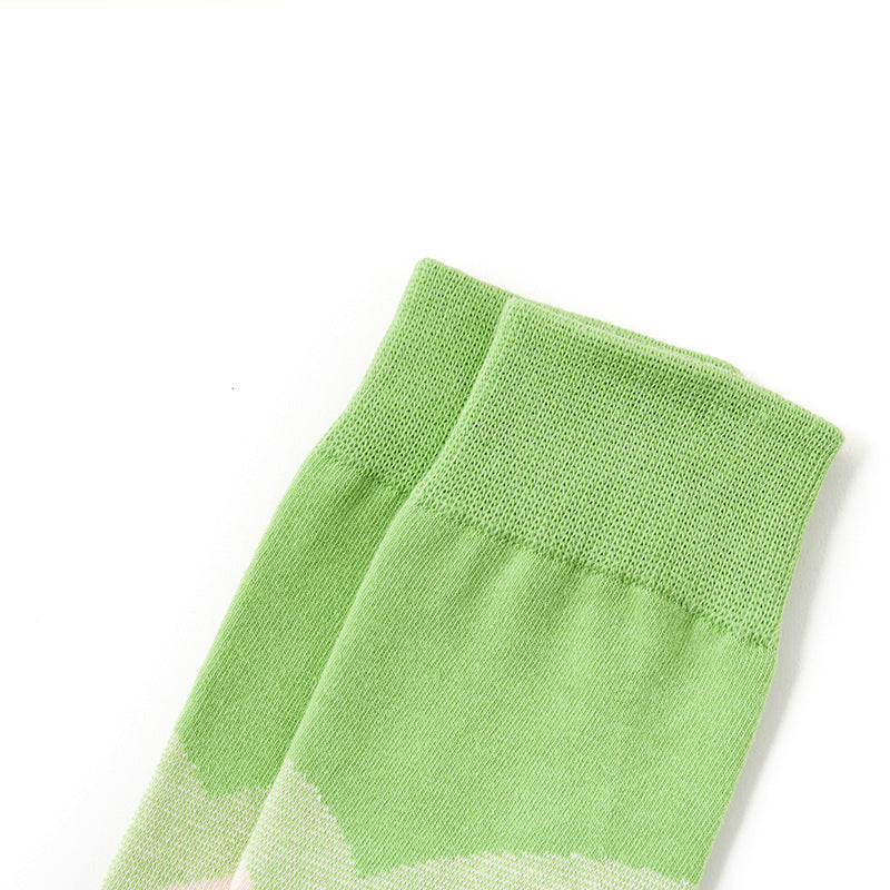 Style Literary Color Happy Middle And High Tube Niche Female Tide Calf Cotton Socks