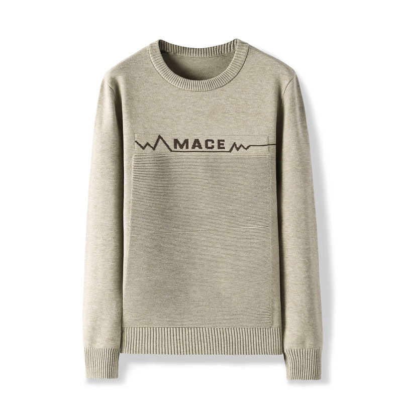 Men's Long Sleeve Crew Neck Letter Sweater