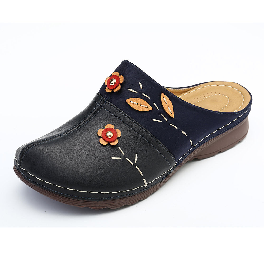 Women's Shoes European And American Large Size Baotou Sandals Flower Wedge Heel
