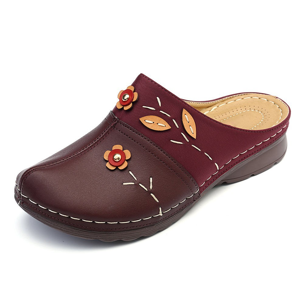 Women's Shoes European And American Large Size Baotou Sandals Flower Wedge Heel