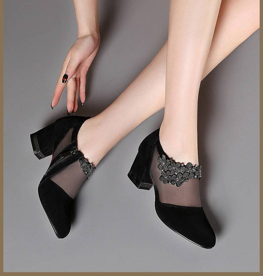 Mesh And Breathable Back Pull Lace Sandals