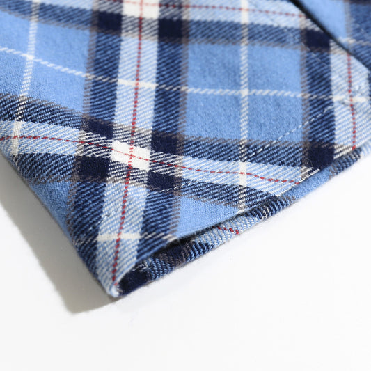 Blue Diagonal Plaid High Waist Bag Hip Slit Short Skirt