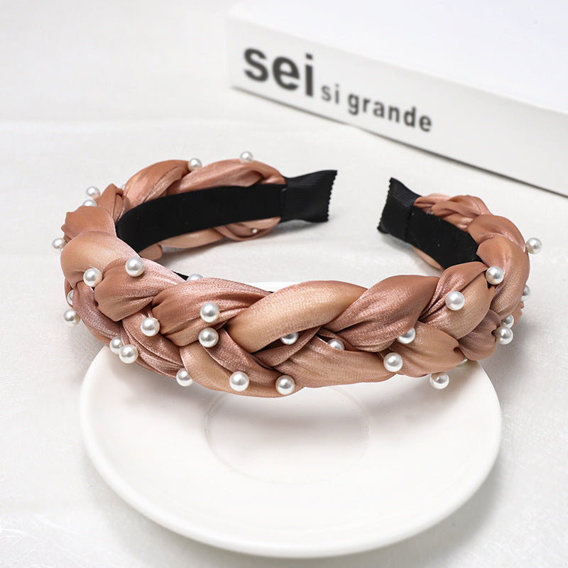 Hand-Nailed Pearl Headband Twist Braid