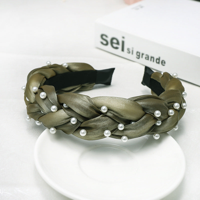Hand-Nailed Pearl Headband Twist Braid