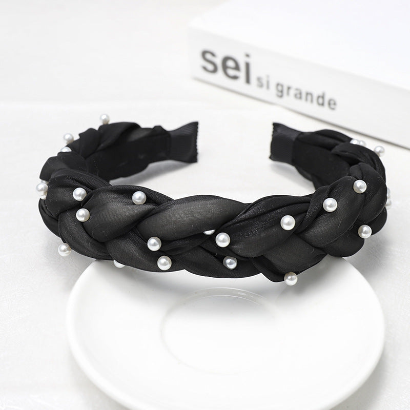 Hand-Nailed Pearl Headband Twist Braid