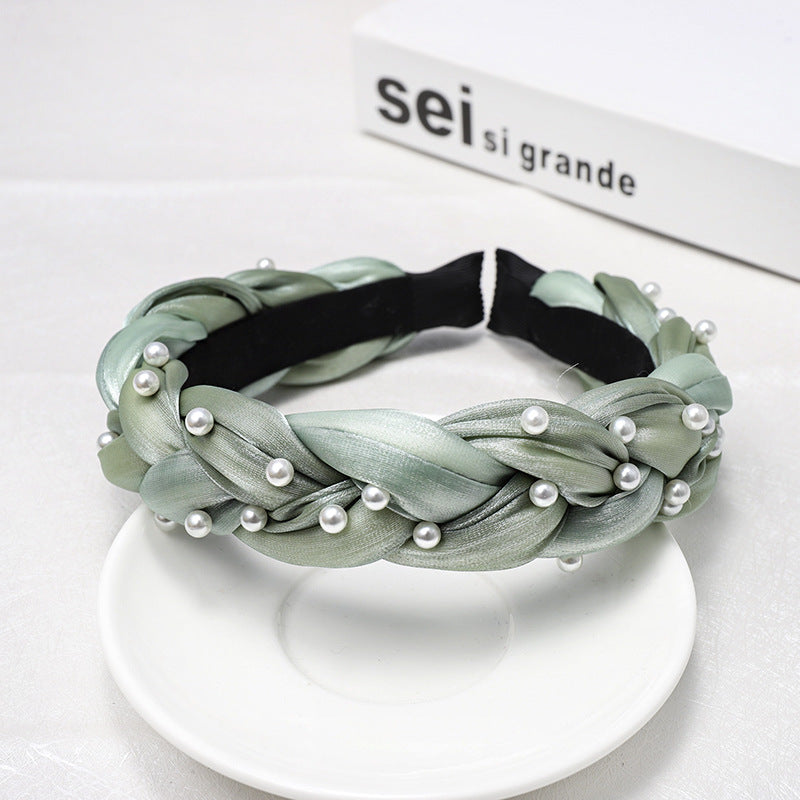 Hand-Nailed Pearl Headband Twist Braid