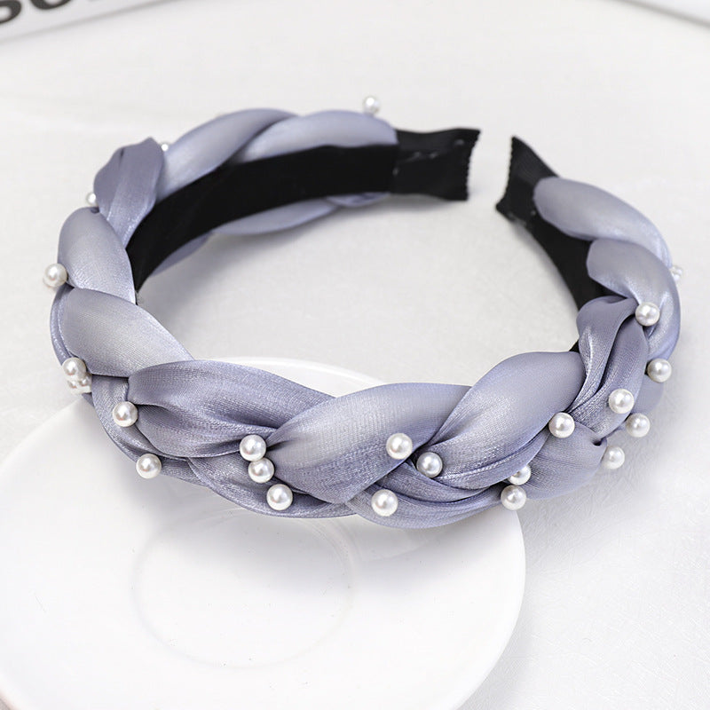 Hand-Nailed Pearl Headband Twist Braid