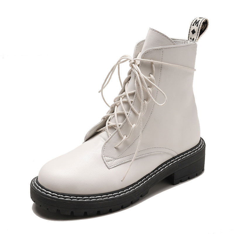 All-match Handsome Motorcycle Thick Heel Martin Boots Women