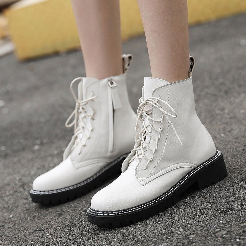 All-match Handsome Motorcycle Thick Heel Martin Boots Women