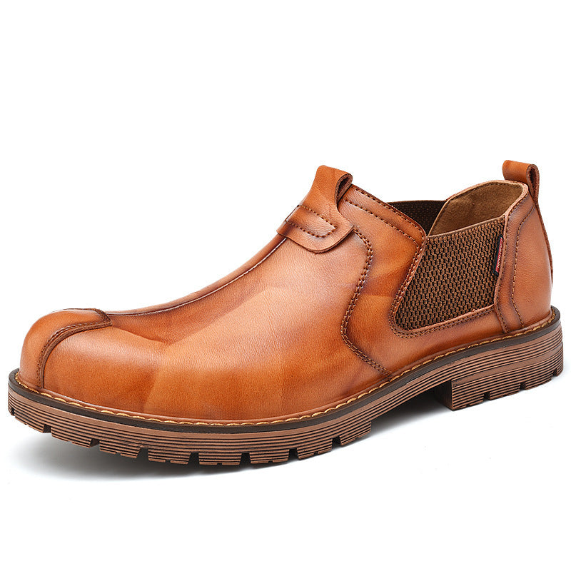 Casual workwear men's big head leather shoes