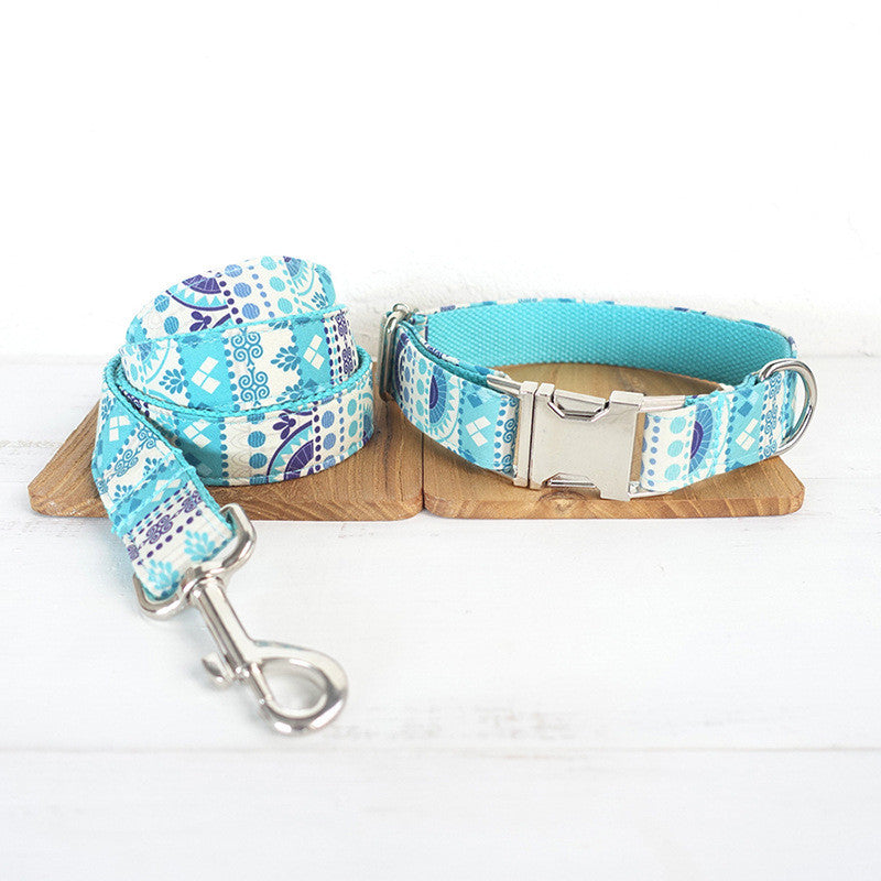 Blue Printed Ethnic Dog Running Traction Suit