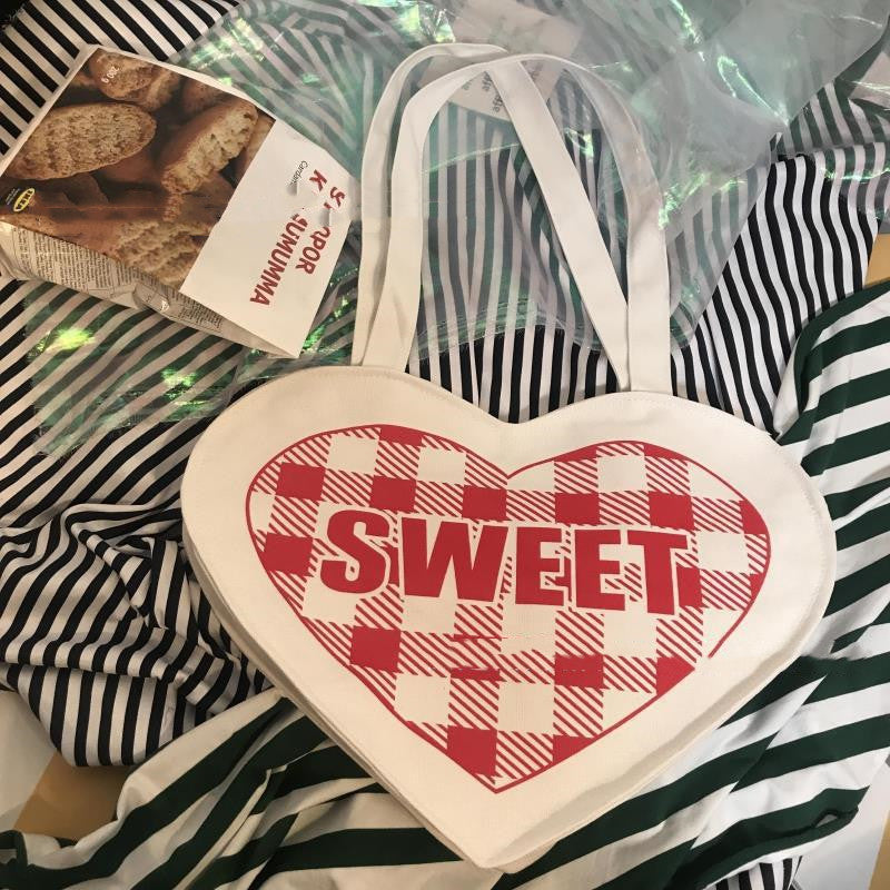 Love Heart Shape Simple Canvas Bag