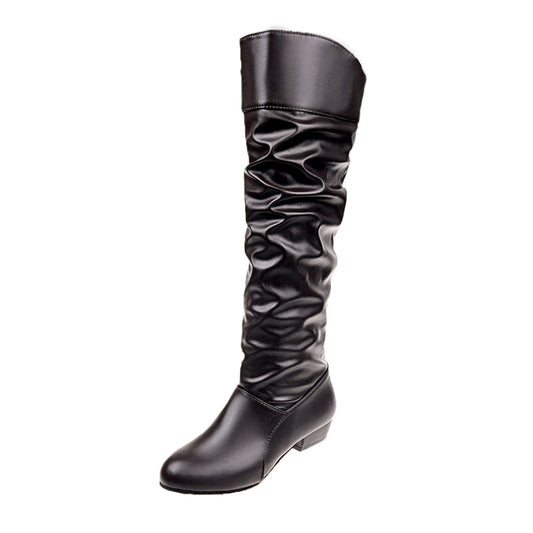 Plus Size Ladies Mid-heeled Slim High Boots