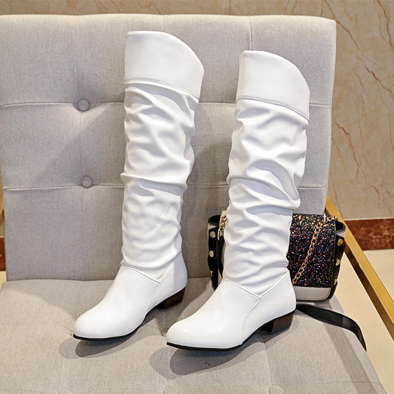 Plus Size Ladies Mid-heeled Slim High Boots