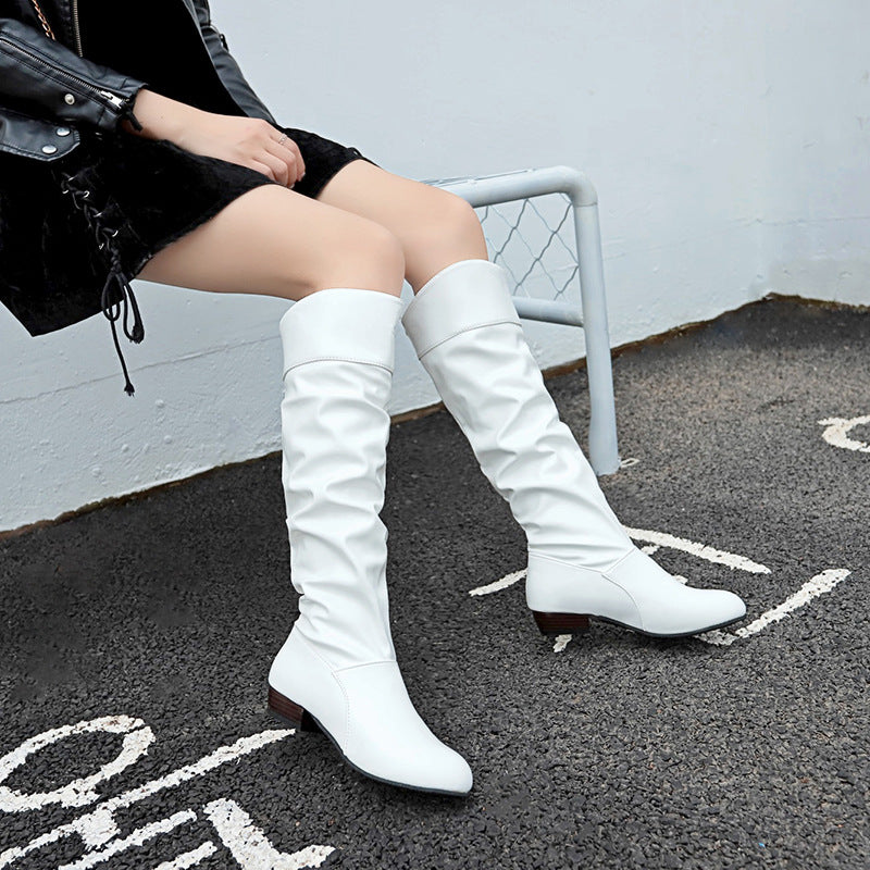Plus Size Ladies Mid-heeled Slim High Boots