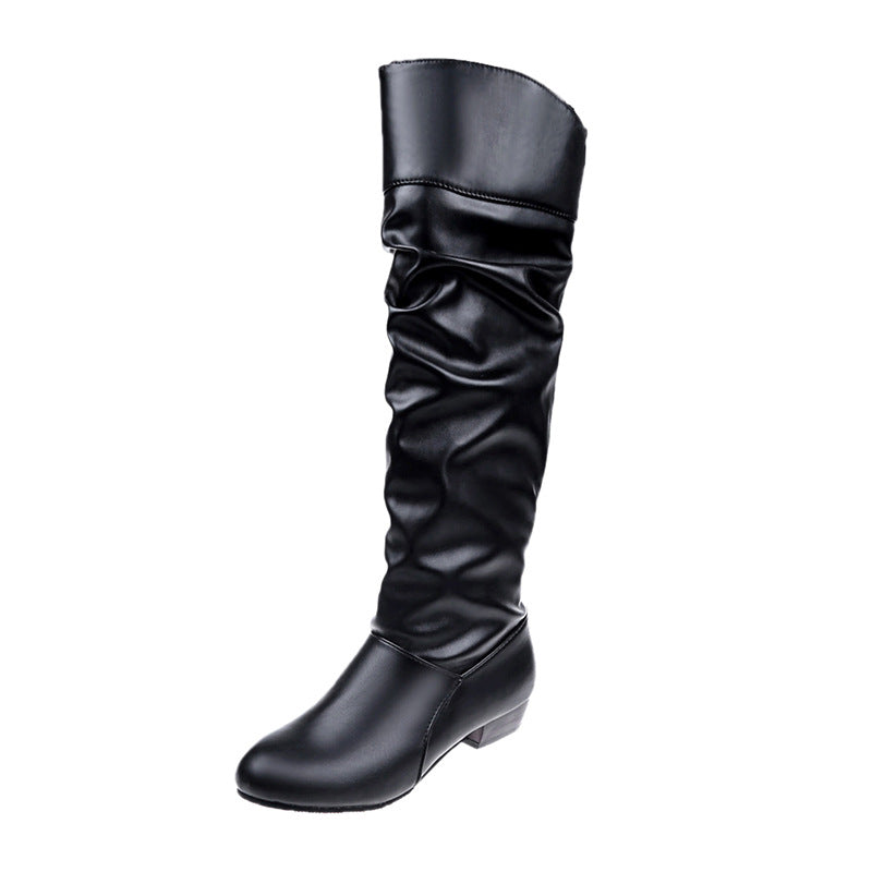 Plus Size Ladies Mid-heeled Slim High Boots