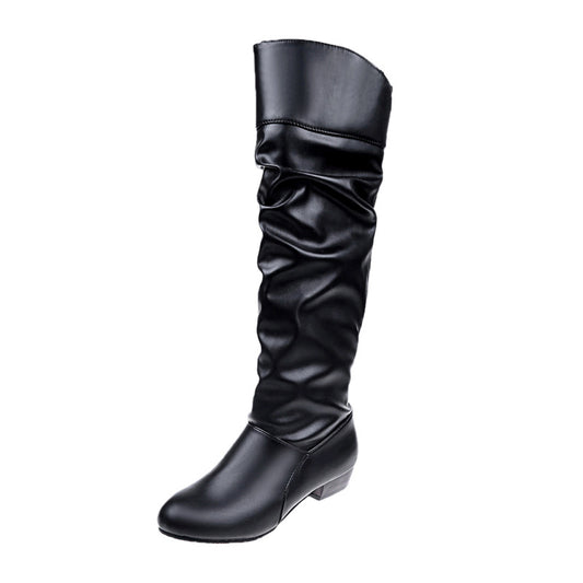 Plus Size Ladies Mid-heeled Slim High Boots