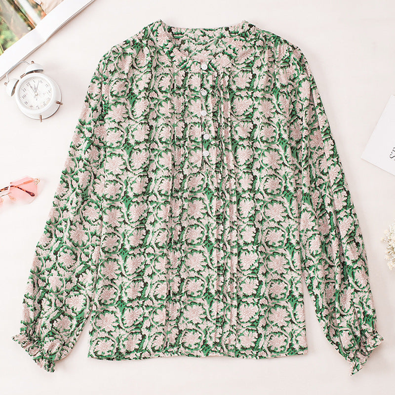 Wear Pullover Temperament Commute Style All-match Floral Print Pullover