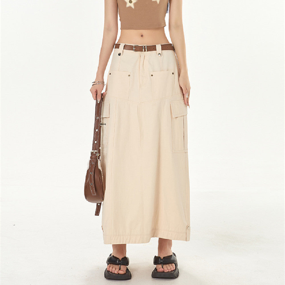 Split Straight Japanese Style Slim Fit Skirt