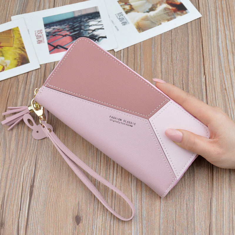 Stitching Clutch Bag Large Capacity New Student Wallet Mobile Phone Bag