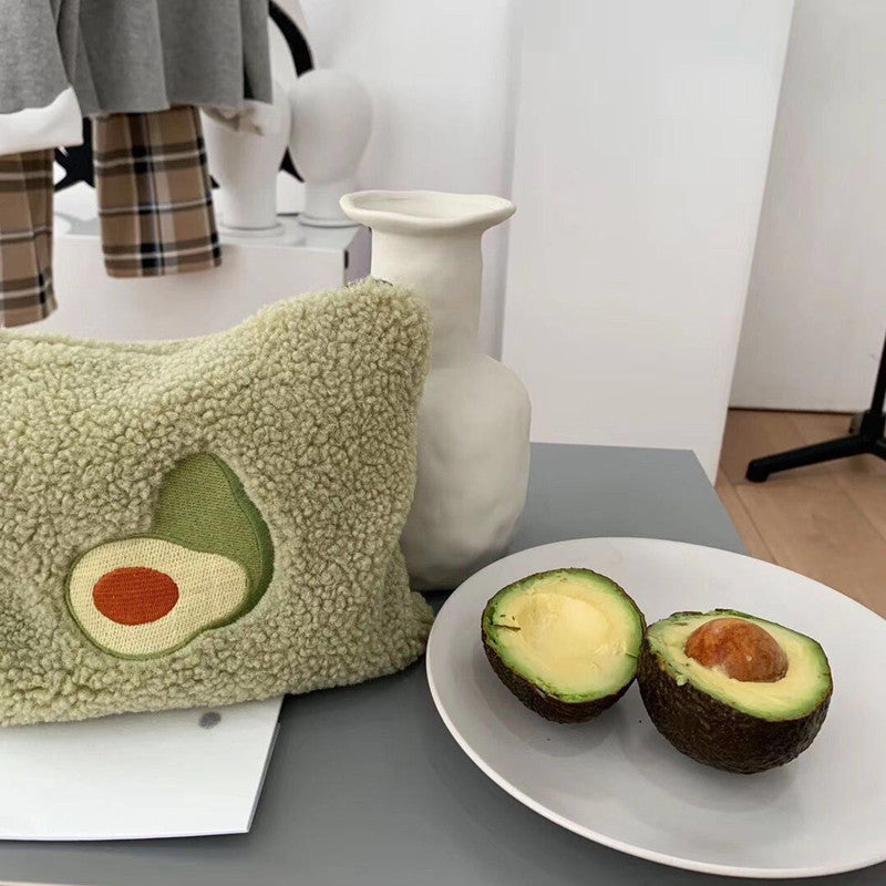 Avocado Lamb Wool Large Capacity Storage Bag