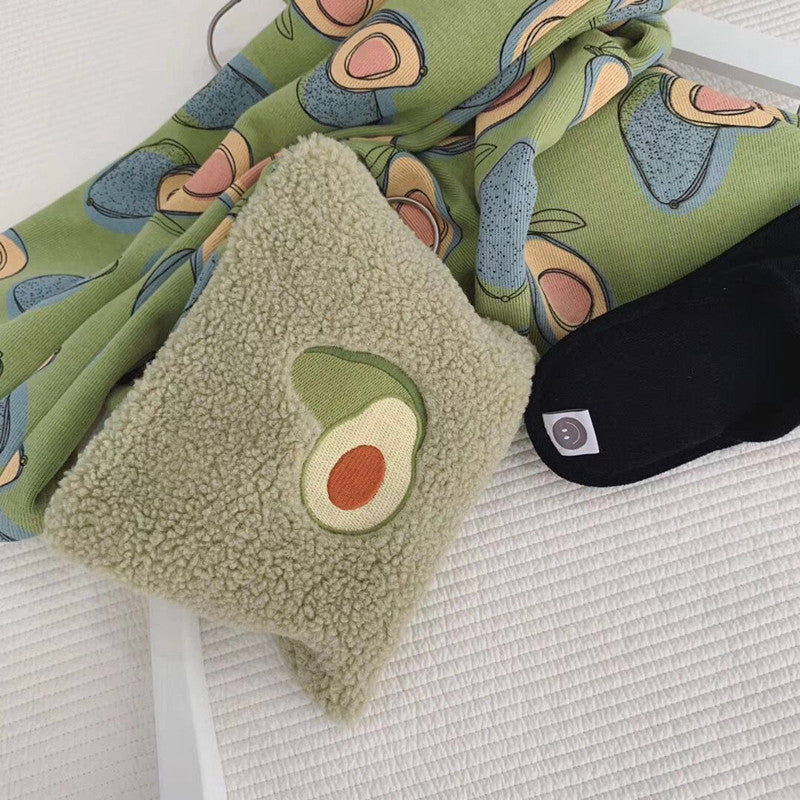 Avocado Lamb Wool Large Capacity Storage Bag