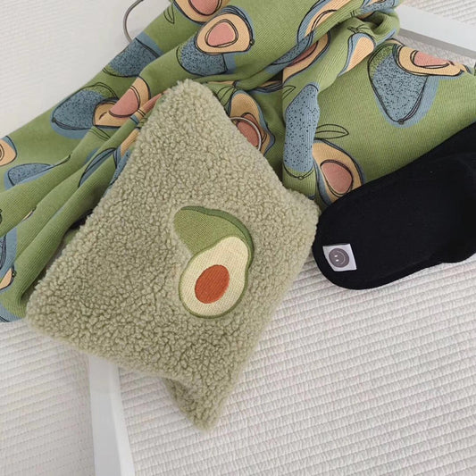 Avocado Lamb Wool Large Capacity Storage Bag