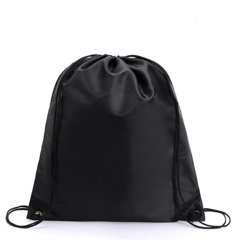 Widened and Long Black Drawstring Bag Double Shoulder Strap Storage
