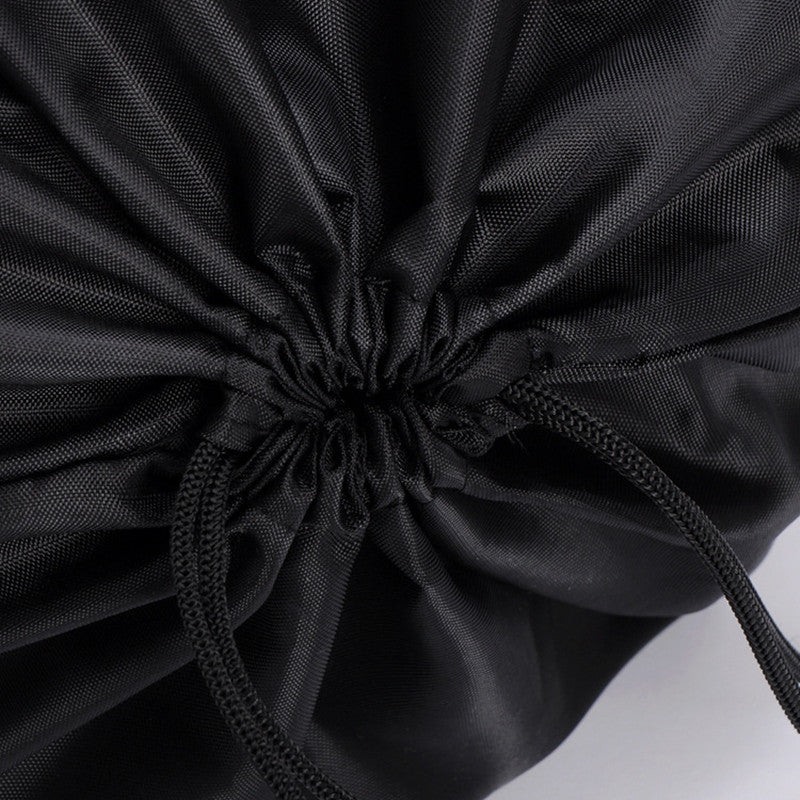 Widened and Long Black Drawstring Bag Double Shoulder Strap Storage