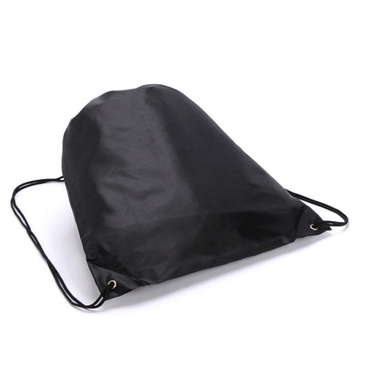 Widened and Long Black Drawstring Bag Double Shoulder Strap Storage