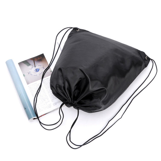 Widened and Long Black Drawstring Bag Double Shoulder Strap Storage
