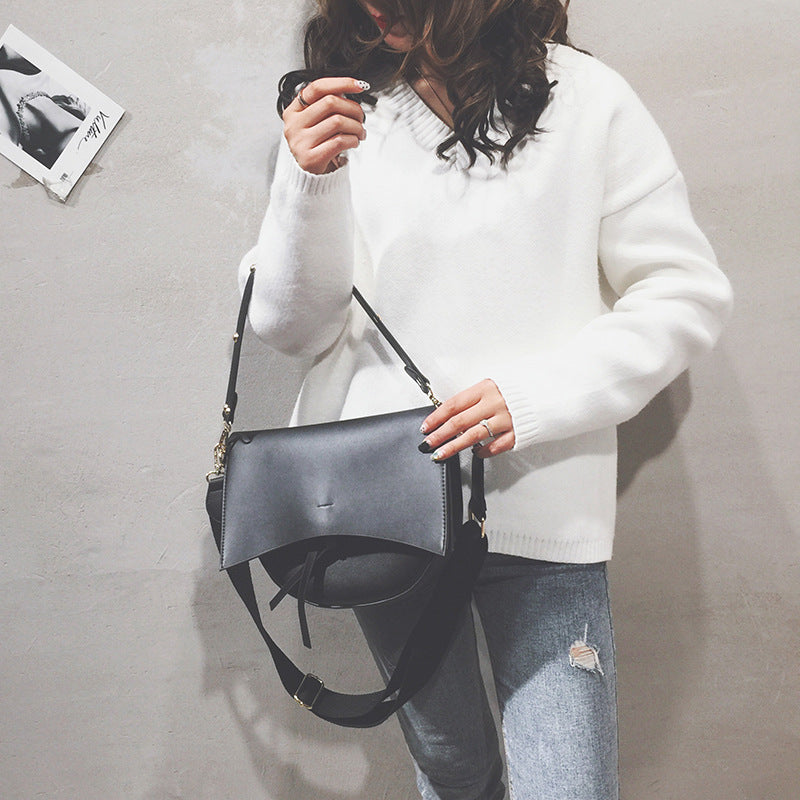 Personalized Picture Bag Wide Shoulder Strap Pure Color Simple