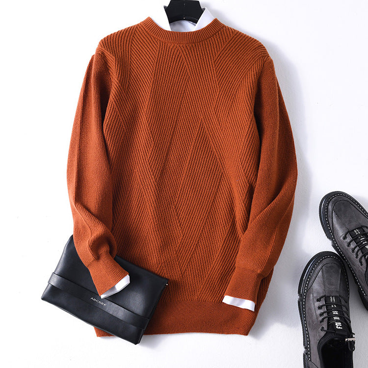 Cardigan Men's Thickened Round Neck Pullover Bottoming Sweater