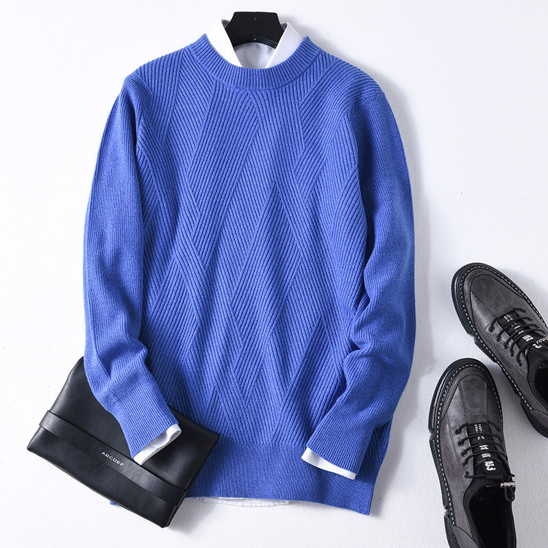 Cardigan Men's Thickened Round Neck Pullover Bottoming Sweater