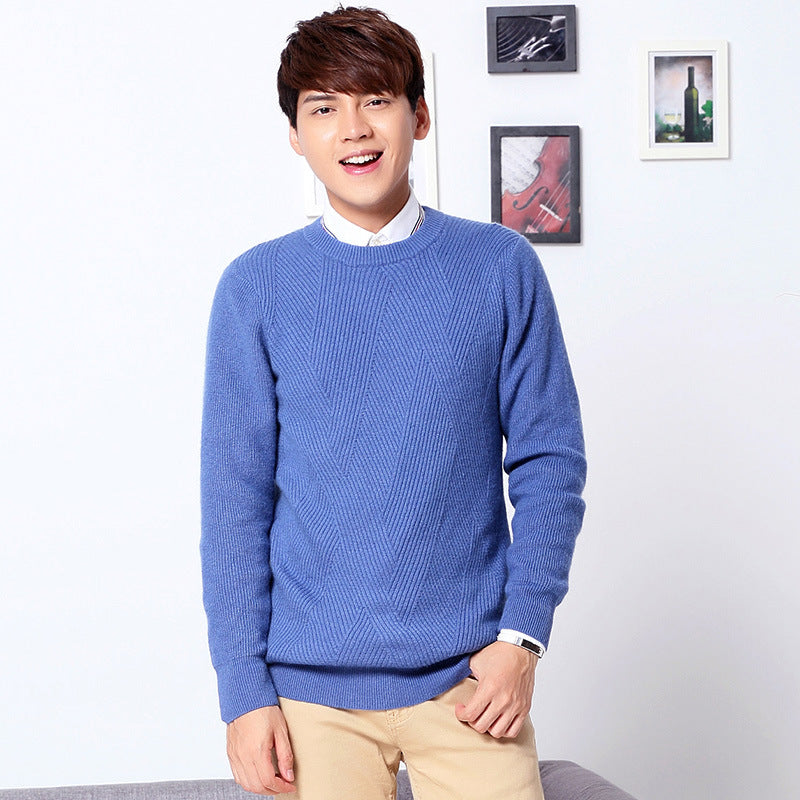 Cardigan Men's Thickened Round Neck Pullover Bottoming Sweater