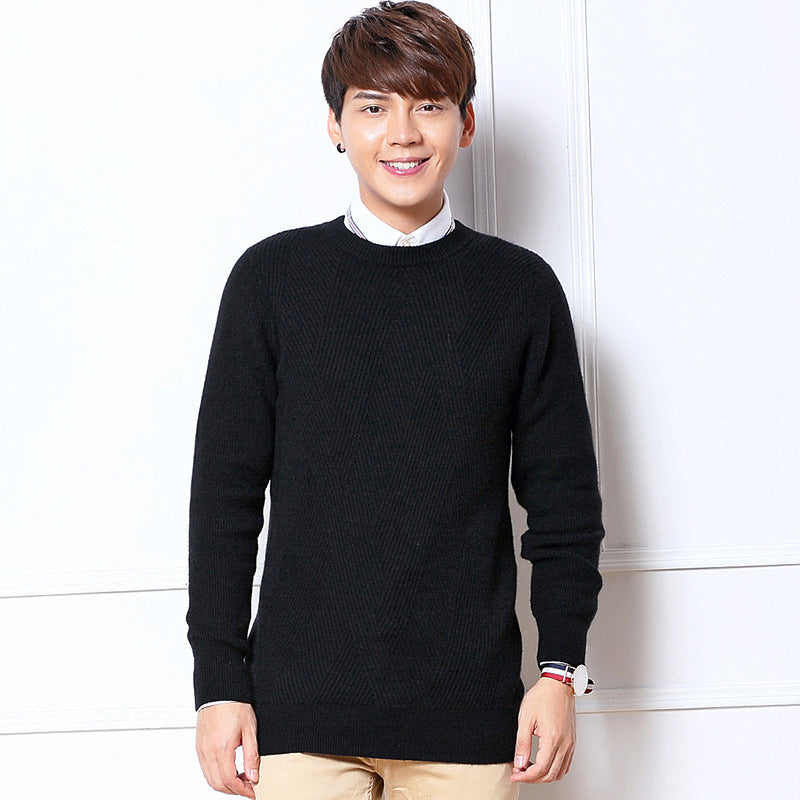 Cardigan Men's Thickened Round Neck Pullover Bottoming Sweater