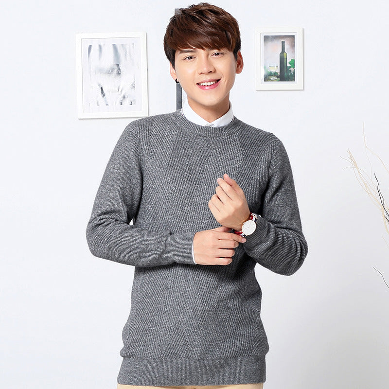 Cardigan Men's Thickened Round Neck Pullover Bottoming Sweater
