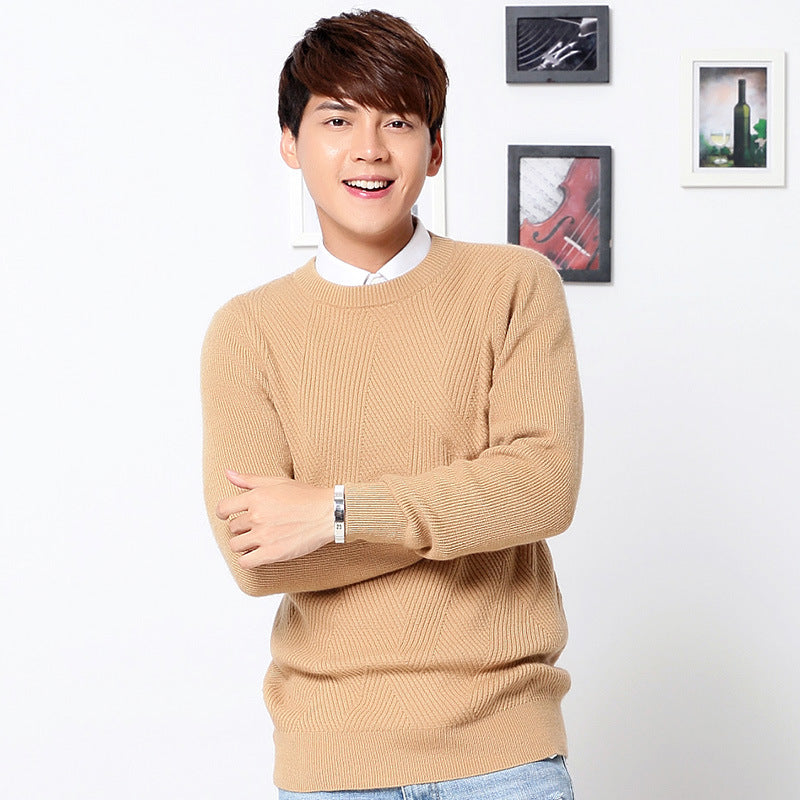 Cardigan Men's Thickened Round Neck Pullover Bottoming Sweater