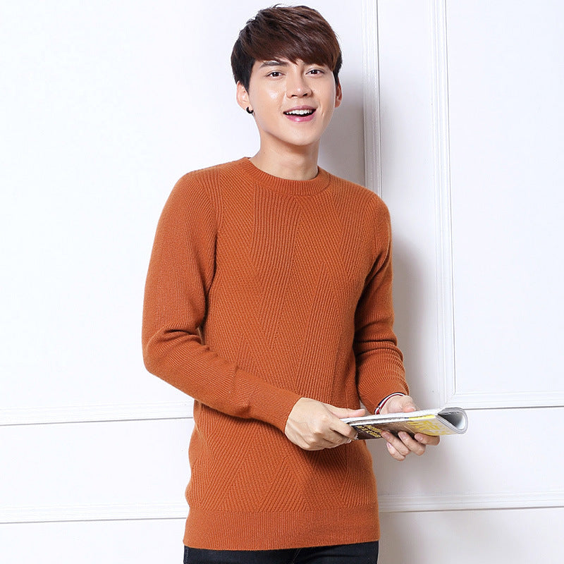 Cardigan Men's Thickened Round Neck Pullover Bottoming Sweater
