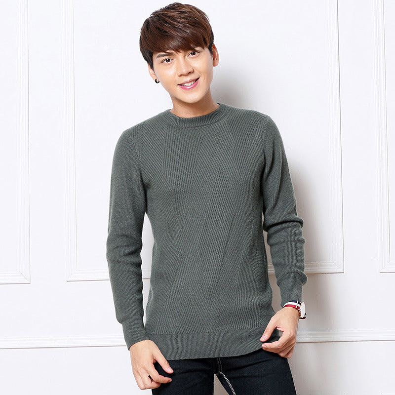 Cardigan Men's Thickened Round Neck Pullover Bottoming Sweater