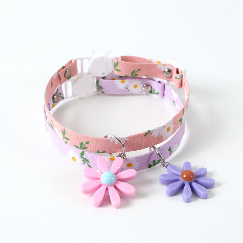 Cat Daisy Collar Bow Cat Necklace Pendant Cowboy Bells